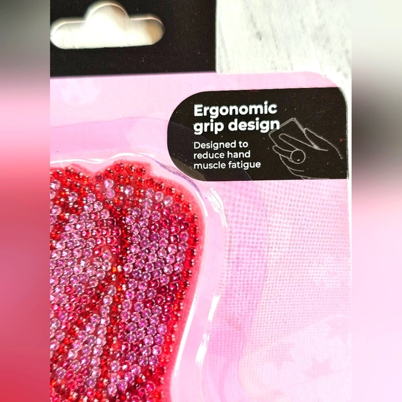 NEW Rhinestone Bling Crystals Pink & Red Cowgirl Boots Popsocket Phone Grip - Picture 5 of 7